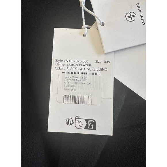 ANINE BING Quinn Blazer Black Cashmere Blend - Women's XXS - MSRP $650 - Picture 4 of 15